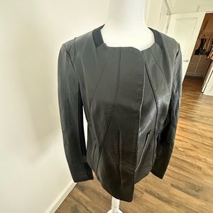 Leather jacket with zip